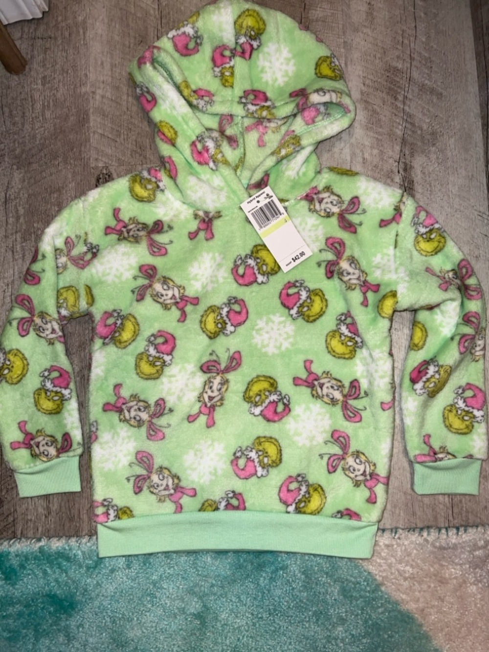NEW The Grinch Girls Plush Hooded Pullover